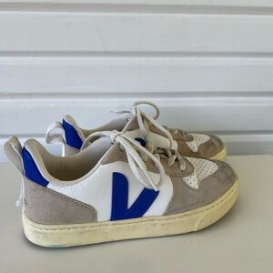Veja Kids' White and Blue Sneakers